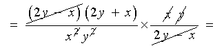 = (2y-x)(2y+x)/(x^2 y^2) * xy/(2y-x)