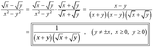 1 / ((x+y)(sqrt{x}+sqrt{y})) ,
    (y not= +-x)