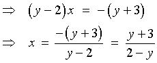 x = (y+3) / (2-y)