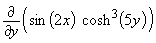 partial d/dy (sin(2x) cosh^3(5y))
