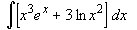 Integ {x^3*e^x + 3*ln(x^2)} dx