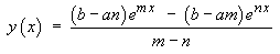 y(x) = [(b-an)*exp(mx) - (b-am)*exp(nx)] / (m-n)