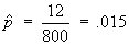p^ = 12 / 800 = .015
