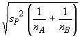 sqrt{sP^2 (1/nA + 1/nB)}