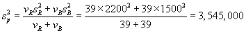 sP^2  =  (39*2200^2 + 39*1500^2) / (39+39)
     = 3 545 000