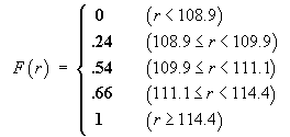 cdf = {0, .24, .54, .66, 1}
