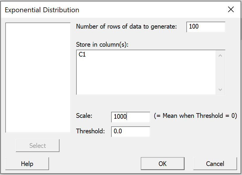 Exponential Distribution dialog box