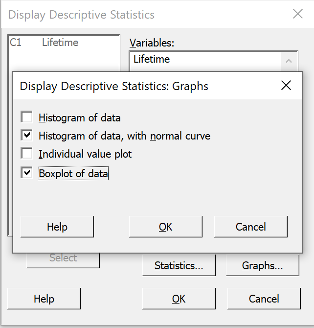 Display Descriptive Statistics - Graphs dialog box