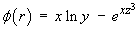 phi(r)  =  x*ln(y)  -  e^(x*z^3)