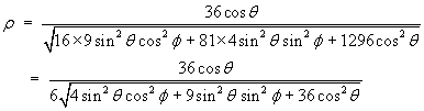 rho = 36 cos t sin t / (6 N)