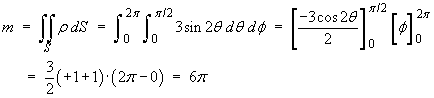 m = Integral rho N dt df  =  6 pi