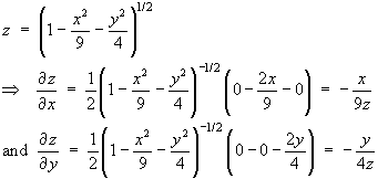 dz/dx = -x/(9z)  and  dz/dy = -y/(4z)
