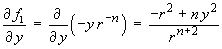 df1/dy  =  -(r^2 - n*y^2)/r^(n+2)