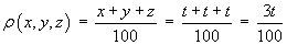 rho( x, y, z) = 3t/100