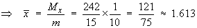 xBar  =  121/75  =  1.613