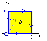 [unit square in the x-z plane]