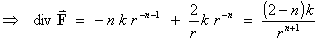 div F  =  (2-n)k / r^(n+1)