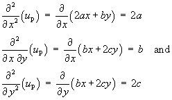 uxx = 2a, uxy = b, uyy = 2c