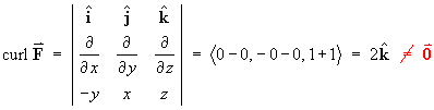 curl F not= zero vector
