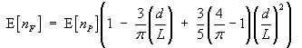 E[nF] = E[nP] * (1 - (3/pi)(d/L) + (3/5)(4/pi-1)(d/L)^2)