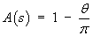 A(s) = 1 - theta/pi