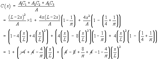 C(x) = (A1C1 + A2C2 + A3C3) / A = ...