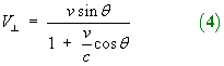 V_T = v sin theta / [1 + (v/c) cos theta]