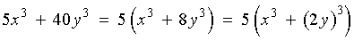 5 x^3 + 40 y^3 = 5 (x^3 + (2 y)^3)
