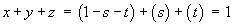 substitute into  x + y + z = 1