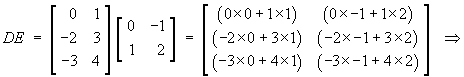 DE = [ 1 2 ; 3 8 ; 4 11 ]