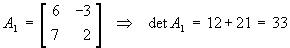 det A1 = 33