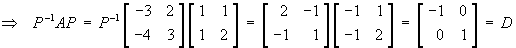 verifies  P^(-1)AP = D