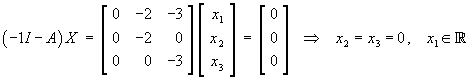 solving (-1I - A)X = O