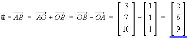 u = [ 2 6 9 ]T