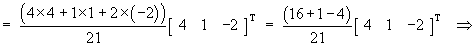 proj_d v = (13/21) vector d
