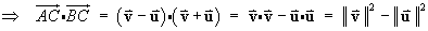 AC dot BC = v^2 - u^2