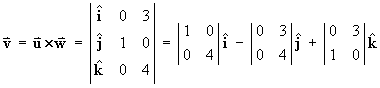v = u cross w