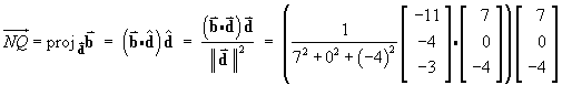 projection = (b dot d) d / ||d||^2