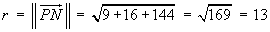 r = || PN || = 13