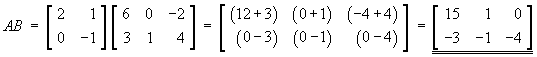 AB = [ 15 1 0 ; -3 -1 -4 ]