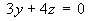 3y + 4z = 0