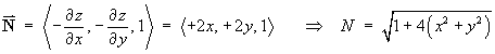N = sqrt{1 + 4(x^2 + y^2)}