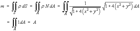 mass = Int Int rho N dA  =  A
