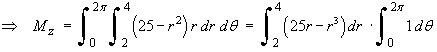 Mz = Int (25 - r^2)r dr dtheta