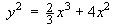 y^2  =  2 x^3 / 3  +  4 x^2