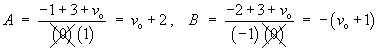 A = vo + 2,   B = -(vo + 1)