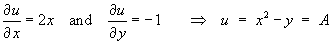u = x^2 - y = A