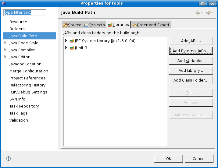 Project Properties Dialog