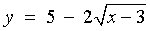 y  =  5 - 2 sqrt{x-3}