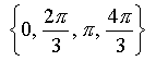 { 0, 2pi/3, pi, 4pi/3 }